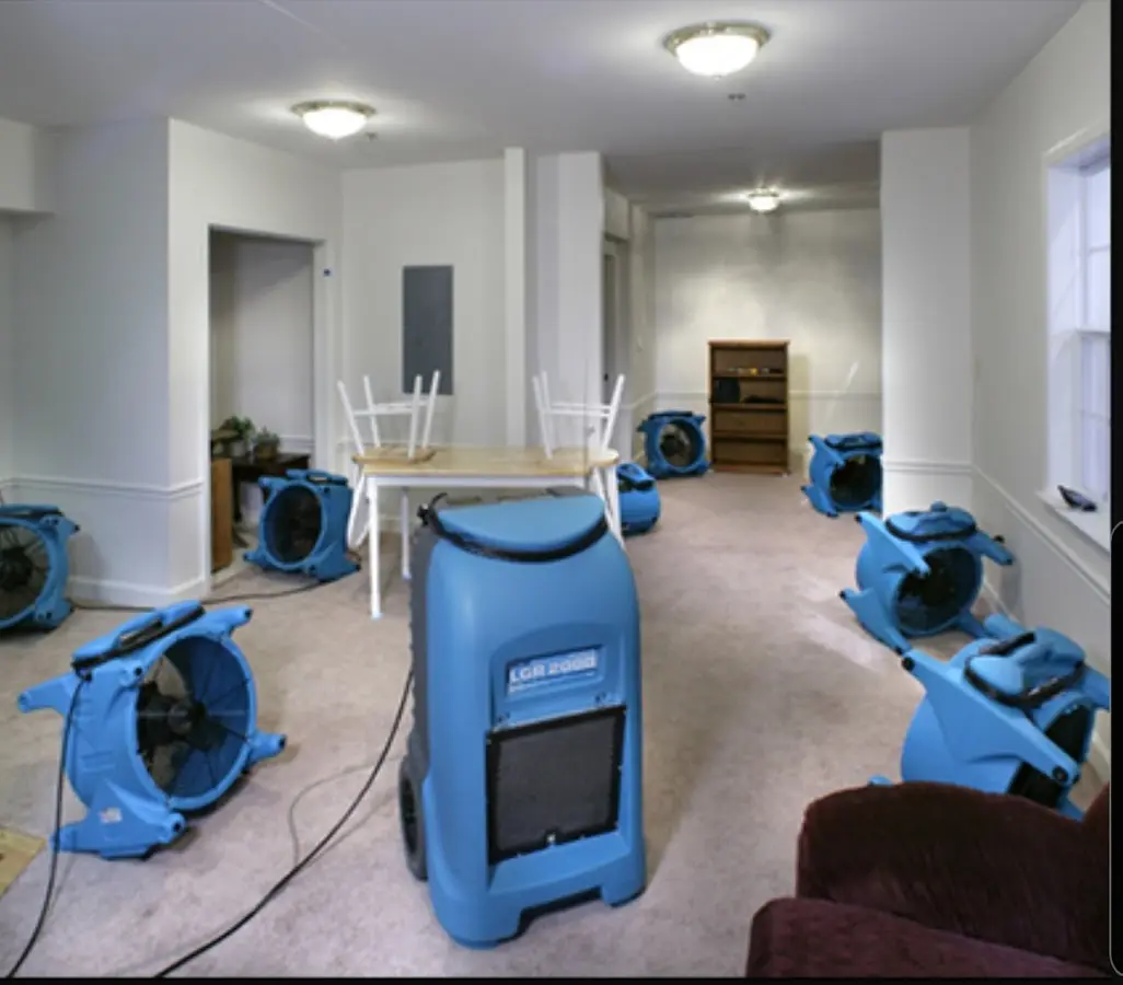 Air movers and dehumidifier setup for Water Extraction & Removal in Emeryville