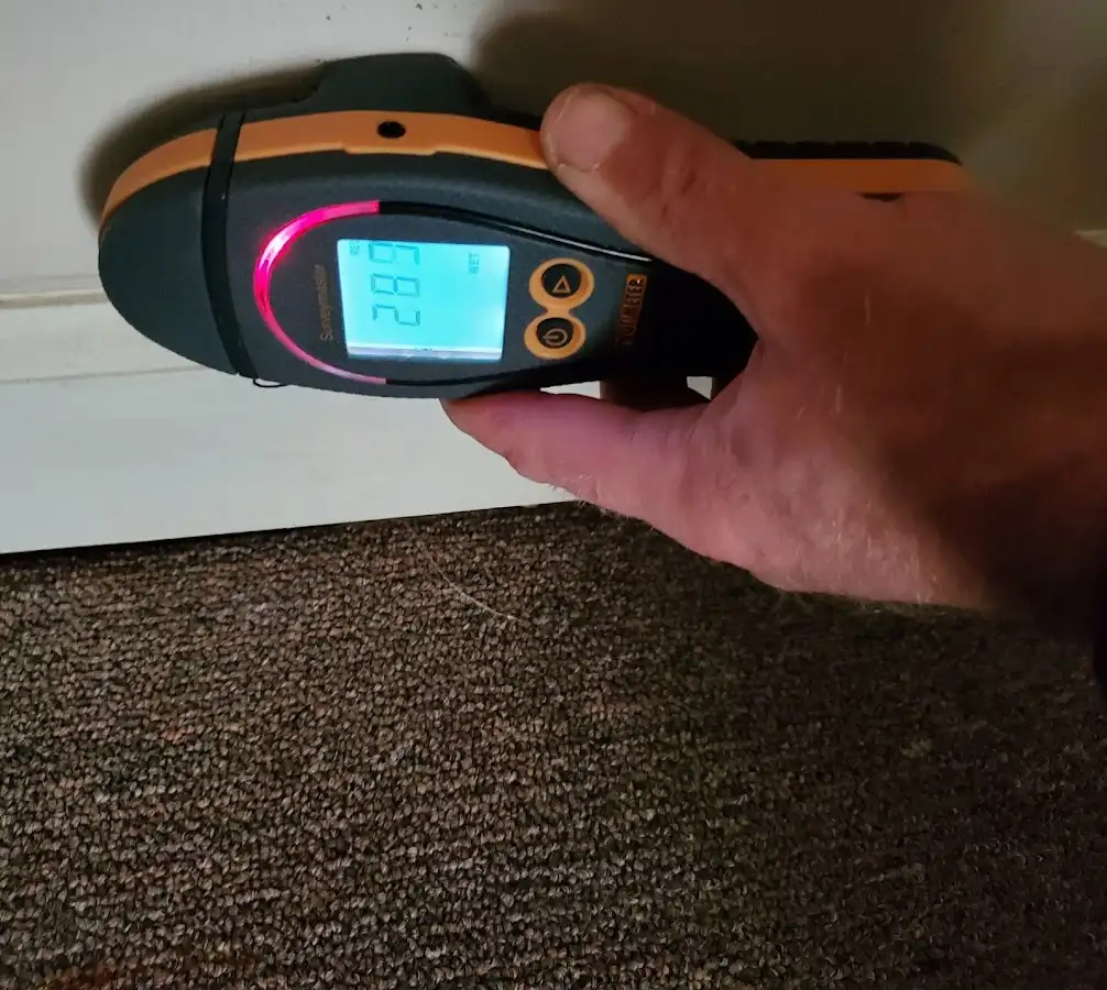 Moisture detection at baseboard during Burst Pipe Cleanup in Emeryville